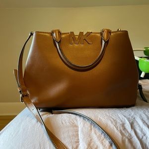 Michael Kors Florence Satchel Bag in Brown Saffiano Leather